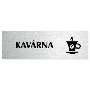 Kavárna, stříbrná popiska na dveře
