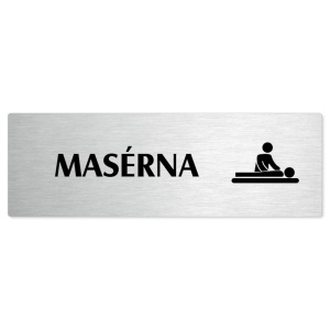 Masérna, stříbrná popiska na dveře