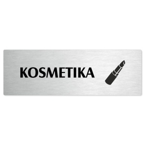 Kosmetika, stříbrná popiska na dveře