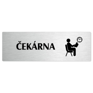 Čekárna, stříbrná popiska na dveře