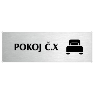 Pokoj č., 240x79mm, stříbrná popiska 