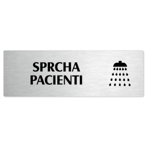 Sprcha pacienti, stříbrná popiska na dveře