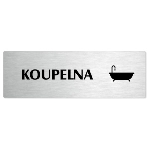 Koupelna, stříbrná popiska na dveře