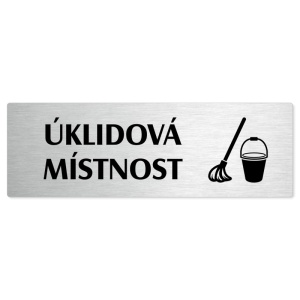 Úklidová místnost, 240x79mm, stříbrná popiska 