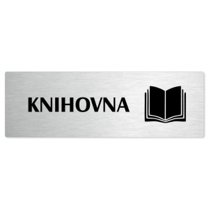 Knihovna, stříbrná popiska na dveře
