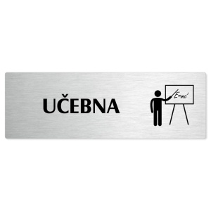 Učebna, stříbrná popiska na dveře