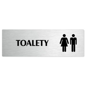 Toalety společné, stříbrná popiska na dveře