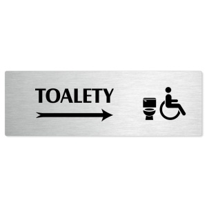 Toalety vpravo invalida, 240x79mm, stříbrná popiska 