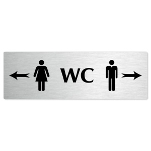 WC společné - rozcestník, stříbrná popiska na dveře