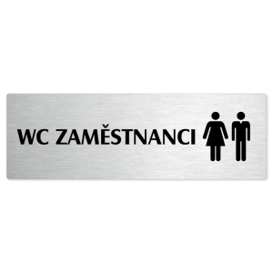 WC zaměstnanci společné, stříbrná popiska na dveře