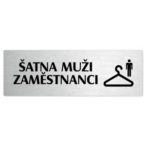 Šatna muži zaměstnanci, 200x66mm, stříbrná popiska 