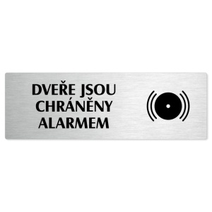 Dveře pod alarmem, 200x66mm, stříbrná popiska 