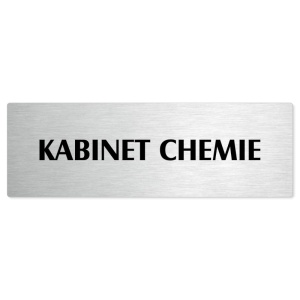 Kabinet chemie, stříbrná popiska na dveře