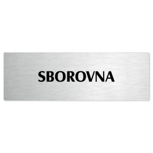 Sborovna, stříbrná popiska na dveře