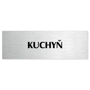 Kuchyň, stříbrná popiska na dveře