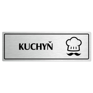 Kuchyň, 240x79mm, stříbrná popiska s rámečkem