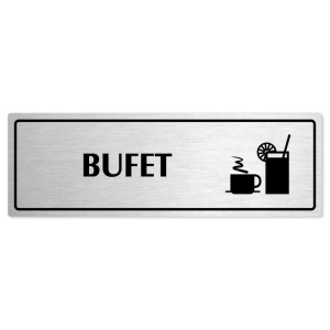 Bufet, 200x66mm, stříbrná popiska s rámečkem