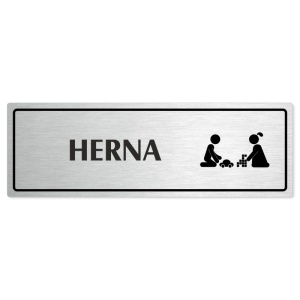 Herna, 240x79mm, stříbrná popiska s rámečkem