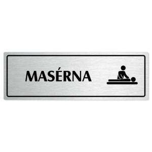 Masérna, 200x66mm, stříbrná popiska s rámečkem