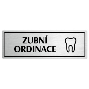 Zubní ordinace, 240x79mm, stříbrná popiska s rámečkem