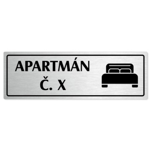 Apartmán č., 200x66mm, stříbrná popiska s rámečkem