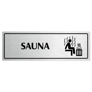 Sauna, 200x66mm, stříbrná popiska s rámečkem