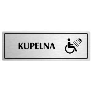 Koupelna, 240x79mm, stříbrná popiska s rámečkem