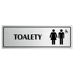 Toalety společné invalida, 240x79mm, stříbrná popiska s rámečkem