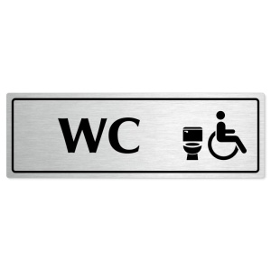 WC invalida, 200x66mm, stříbrná popiska s rámečkem