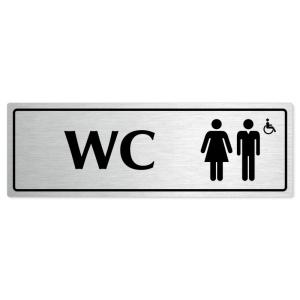 WC společné invalida, 200x66mm, stříbrná popiska s rámečkem