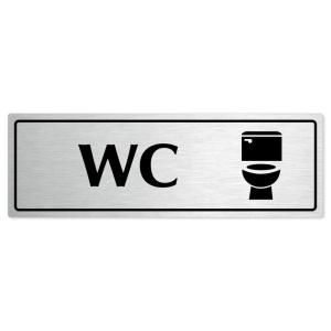 WC, 240x79mm, stříbrná popiska s rámečkem