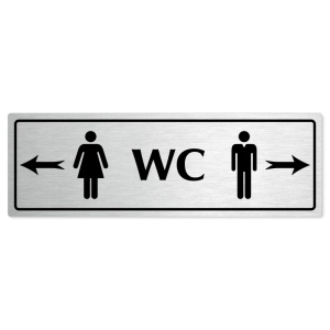 WC společné - rozcestník, 200x66mm, stříbrná popiska s rámečkem