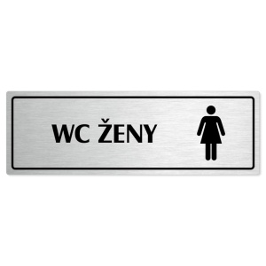 WC ženy, 200x66mm, stříbrná popiska s rámečkem