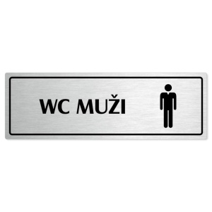 WC muži, 200x66mm, stříbrná popiska s rámečkem
