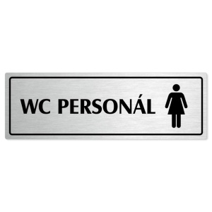 WC personál ženy, 200x66mm, stříbrná popiska s rámečkem