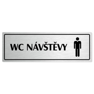 WC návštěvy muži, 200x66mm, stříbrná popiska s rámečkem