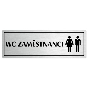 WC zaměstnanci společné, 200x66mm, stříbrná popiska s rámečkem
