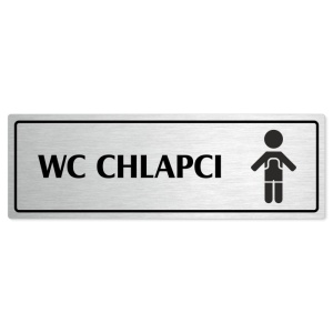 WC chlapci, 200x66mm, stříbrná popiska s rámečkem