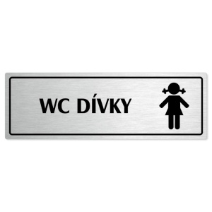 WC dívky, 200x66mm, stříbrná popiska s rámečkem