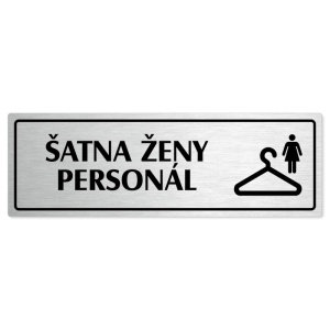 Šatna ženy personál, 200x66mm, stříbrná popiska s rámečkem