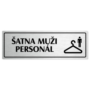 Šatna muži personál, 200x66mm, stříbrná popiska s rámečkem