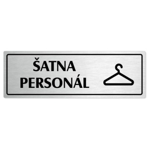 Šatna personál, 200x66mm, stříbrná popiska s rámečkem