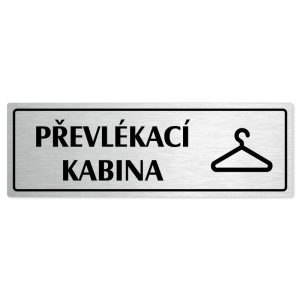 Převlékací kabina, 200x66mm, stříbrná popiska s rámečkem
