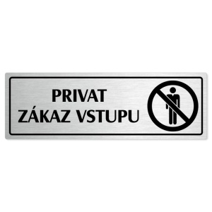 Privat, 200x66mm, stříbrná popiska s rámečkem
