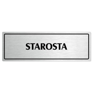 Starosta, 200x66mm, stříbrná popiska s rámečkem