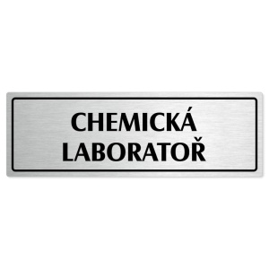 Chemická laboratoř, 240x79mm, stříbrná popiska s rámečkem
