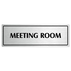 Meeting room, 240x79mm, stříbrná popiska s rámečkem