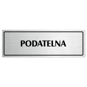 Podatelna, 240x79mm, stříbrná popiska s rámečkem