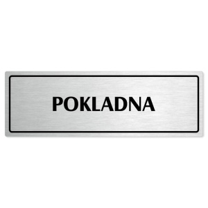 Pokladna, 200x66mm, stříbrná popiska s rámečkem