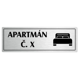 Apartmán č., 240x79mm, stříbrná popiska s dvojtým rámečkem